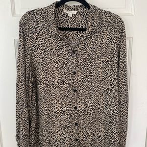 Women's Leopard Print Button Down Shirt